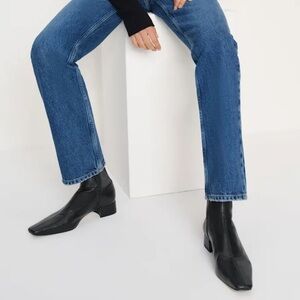 Reformation Rosina Ankle Boot in Black Leather